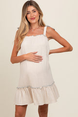 Cream Ruffle Hem Maternity Mini Dress