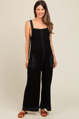 Charcoal Waffle Knit Wide Leg Maternity Jumpsuit