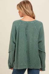 Forest Green Mixed Knit Raw Hem Maternity Pullover Top