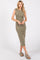 Mocha Side Ruched Sleeveless Midi Dress