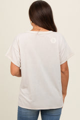 Cream Front Pocket Maternity Short Sleeve Top