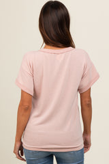 Light Pink Front Pocket Maternity Short Sleeve Top