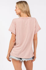 Light Pink Front Pocket Short Sleeve Top