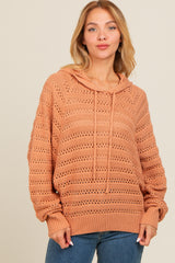 Salmon Pointelle Knit Maternity Sweater