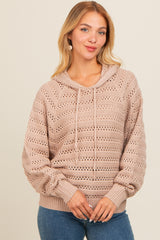 Beige Pointelle Knit Maternity Sweater