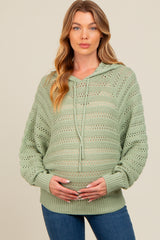 Light Olive Pointelle Knit Maternity Sweater