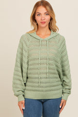 Light Olive Pointelle Knit Sweater