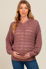 Plum Pointelle Knit Maternity Sweater