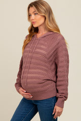 Plum Pointelle Knit Maternity Sweater