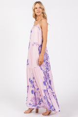 Light Pink Floral Lace Loose Fit Maxi Dress