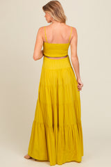 Yellow Smocked Cutout Maternity Maxi Dress