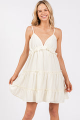 Cream Tiered Mini Dress