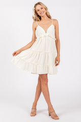 Cream Tiered Mini Dress