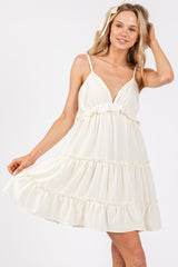 Cream Tiered Mini Dress