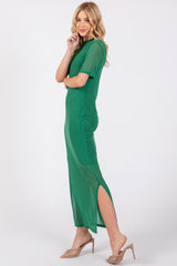 Green Layered Mesh Maxi Dress