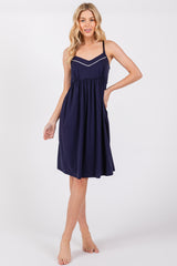 Navy Drop Front Nursing Dress