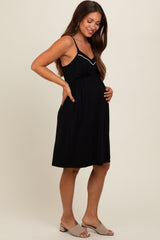 Black Drop Front Maternity Nursing Dress