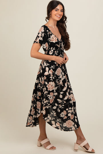 Black Floral Midi Dress