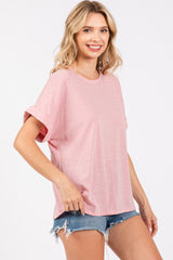 Pink Cuff Short Sleeve Top