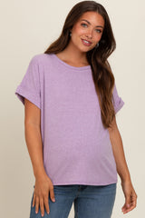 Lavender Cuff Short Sleeve Maternity Top