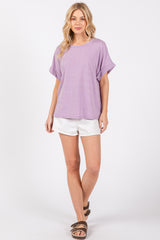 Lavender Cuff Short Sleeve Top