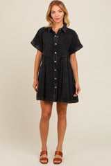 Black Denim Button Down Mini Dress