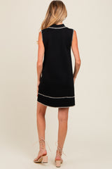 Black Contrast Stitch Maternity Polo Dress