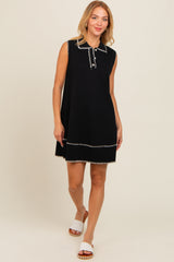 Black Contrast Stitch Polo Dress