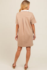 Mocha Contrast Collar Polo Dress