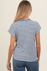 Blue Mixed Stripe Henley Maternity Tee