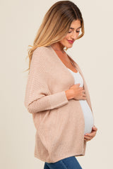 Cream Knit Open Front Maternity Cardigan