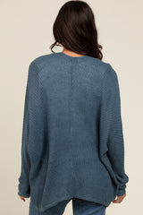 Dark Teal Knit Open Front Cardigan