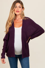 Plum Knit Open Front Maternity Cardigan