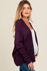 Plum Knit Open Front Maternity Cardigan