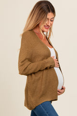 Olive Knit Open Front Maternity Cardigan