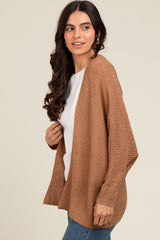 Camel Knit Open Front Cardigan