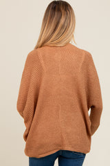 Camel Knit Open Front Maternity Cardigan