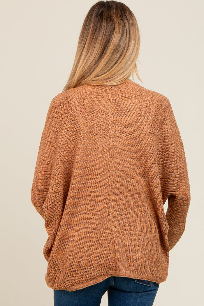 Camel Knit Open Front Maternity Cardigan