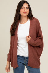 Rust Knit Open Front Cardigan