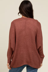 Rust Knit Open Front Cardigan