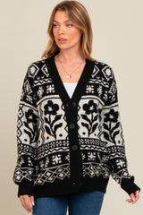 Black Printed Maternity Button Up Cardigan