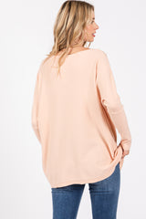 Peach Soft Knit Boatneck Dolman Sleeve Sweater