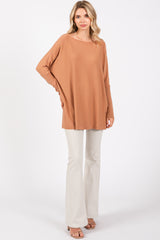 Brown Soft Knit Boatneck Dolman Sleeve Sweater