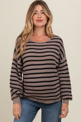 Mocha Striped Maternity Sweater