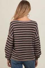 Mocha Striped Maternity Sweater