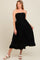 Black Smocked Strapless Maternity Midi Dress