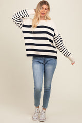 Navy Mixed Striped Knit Sweater