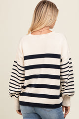 Navy Mixed Striped Knit Sweater