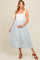 Light Blue Striped Knit Contrast Maternity Midi Dress
