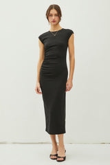 Back Side Ruched Midi Dress